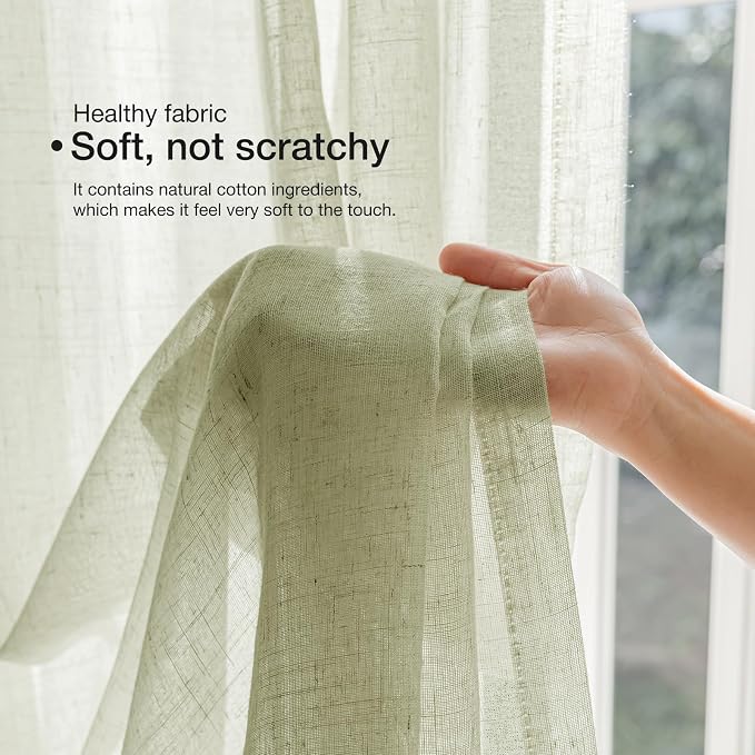 Anmao Natural Linen Curtains for Living Room 80 Inch Length 2 Panels Set - Image 6