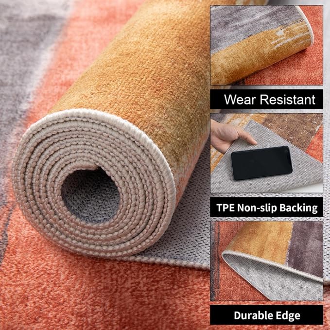 Ciicool 2x6 Washable Runner Rug, Modern Abstract Hallway Rug Runner, Non-Slip - Image 3