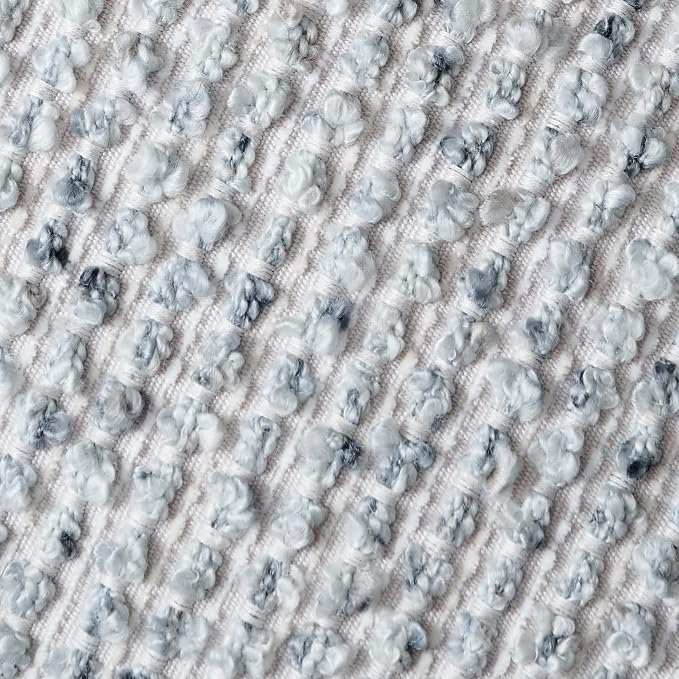 Striped Throw Pillow Covers 24x24 Set of 2 Blue Textured Boucle Chic Morden - Image 2