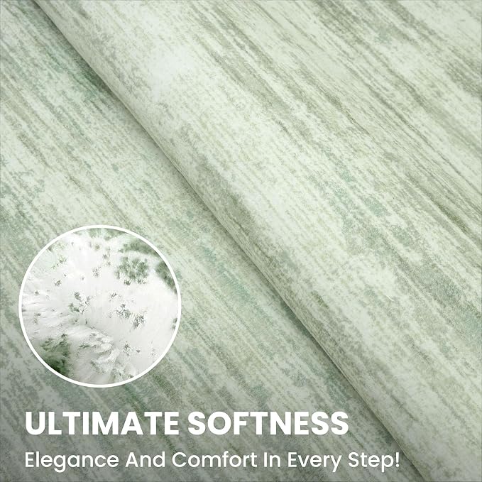 2x7 Modern Abstract Runner Rug for Hallways, Light Sage Green and Ivory Super - Image 7