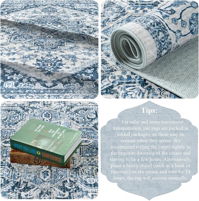 LIVEBOX Blue Washable Area Rug 5x7 - Image 8