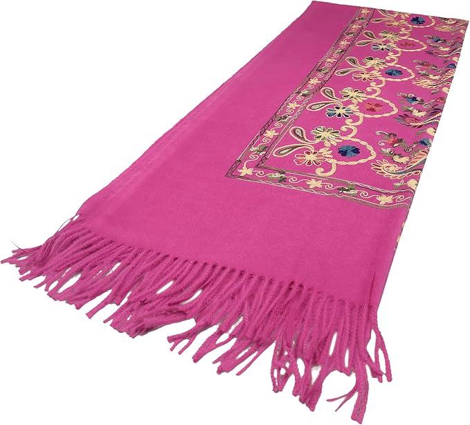 Urban CoCo Women's Embroidered Tassel Long Shawl Oversize Scarf Wraps - Image 4