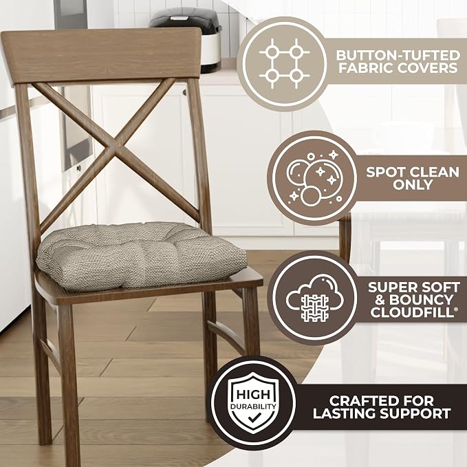 Klear Vu Gripper Overstuffed Universal Non-Slip Dining Chair Cushions - Image 2