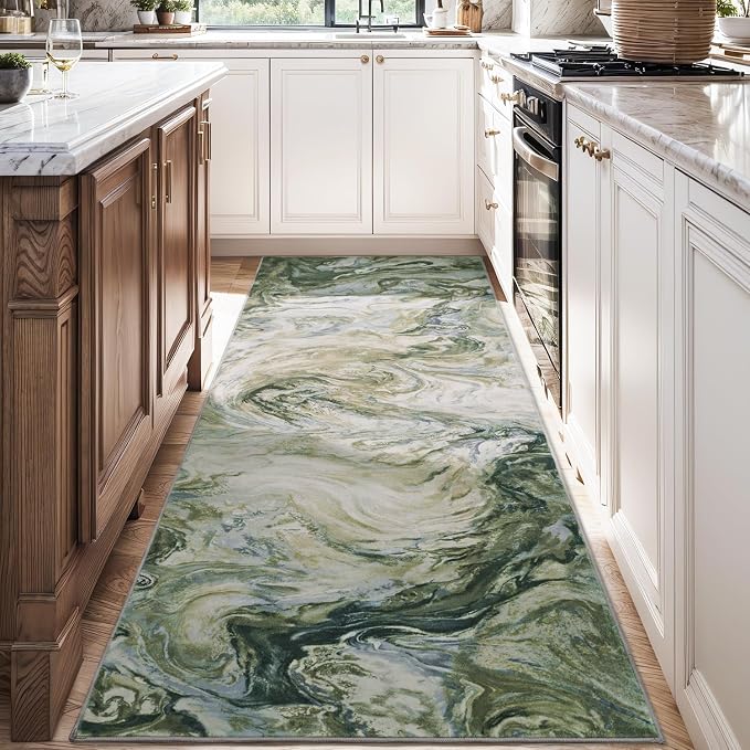 2x10 Runner Rug for Hallways Kitchen Modern Abstract Washable Rug Soft Non Slip by PADOOR
