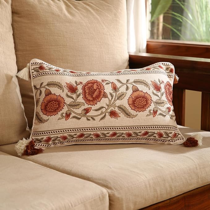 ISAENNE Design Linen Rectangle Vintage Throw Pillow Covers 12"x20" Pack of 2 - Image 2