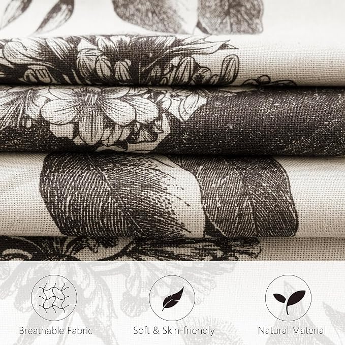 Foindtower Set of 2 Linen Floral Vintage Throw Pillow Covers Neutral Accent - Image 2