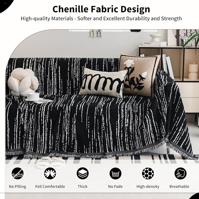Chenille Couch Cover Pet Friendly, Sofa Cover Washable, Reversible Sofa - Image 3