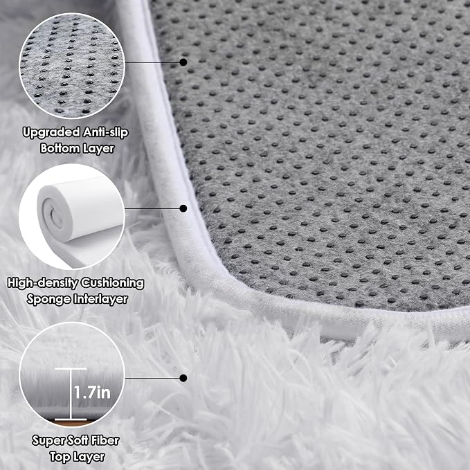 ONASAR White 6x9 Area Rugs for Living Room Bedroom, Washable Large Fluffy - Image 3