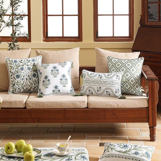 ISAENNE Design Fresh Linen Square Throw Pillow Covers 18"x18" Pack of 2 - Image 3