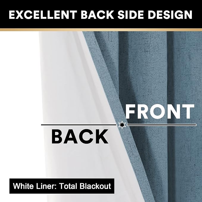 PrinceDeco Linen Blackout Curtains 108 Inches Long Energy-Efficient Temperature - Image 4
