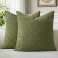 a moment Olive Green Chenille Throw Pillow Covers 20x20 Inch Pack of 2 Modern by amoment