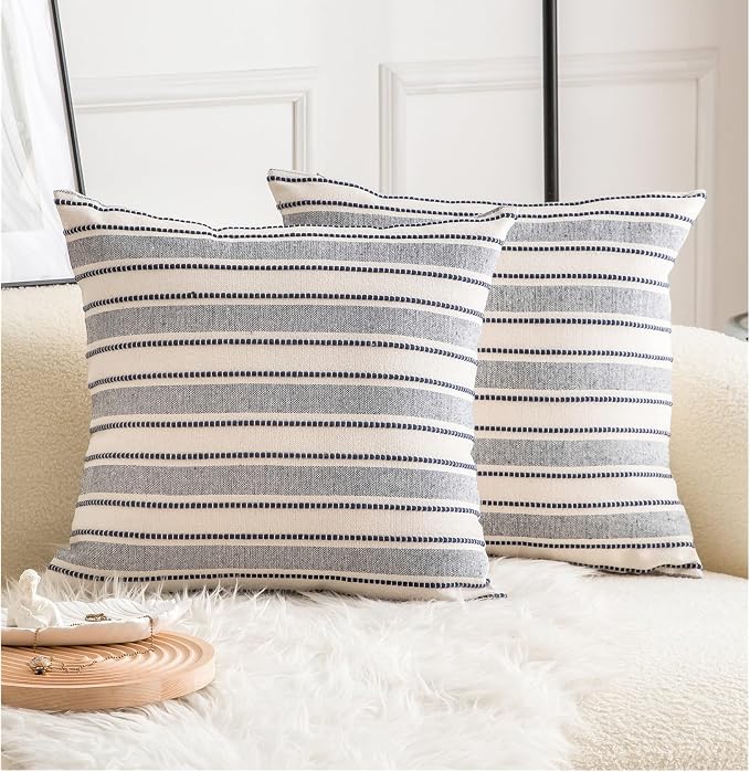 Decorative Boho Throw Pillow Covers, Farmhouse Textured Pillow Case, 20 x 20 by Cethom