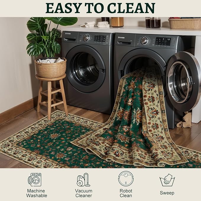Tangsoo 2x3 Washable Rugs for Entryway, Small Area Vintage Floral Rug Non-Slip - Image 5