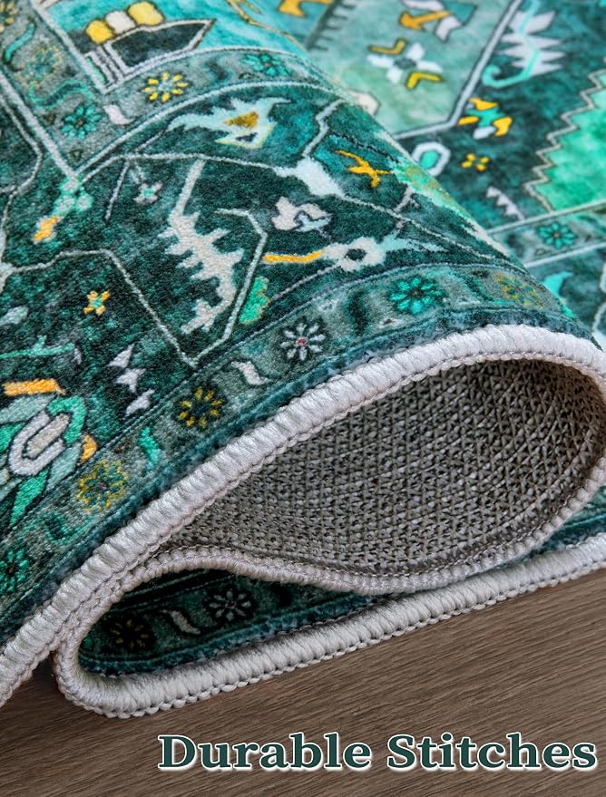 SERISSA Boho Washable Runner Rug, 2x6 Rug Runner Non-Slip Vintage Teal Hallway - Image 7