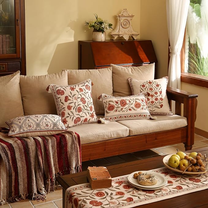 ISAENNE Design Linen Square Vintage Throw Pillow Covers 18"x18" Pack of 2 - Image 7