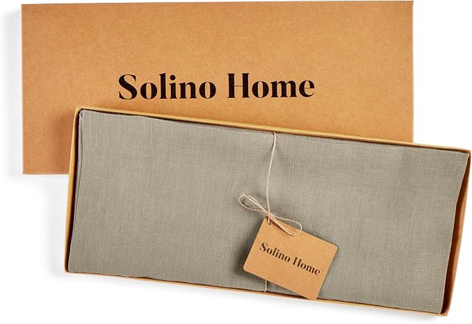 Solino Home Linen Vintage Khaki Table Runner 72 Inches Long - Image 5