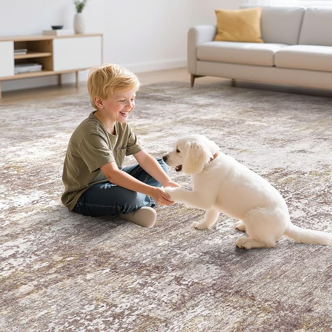 Washable 10X12 Area Rug: Modern Abstract Soft Non-Slip Indoor Rugs - Image 6
