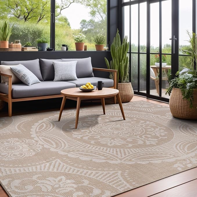 Medallion Outdoor Rug 5x7 Washable Outside Carpet - Image 10