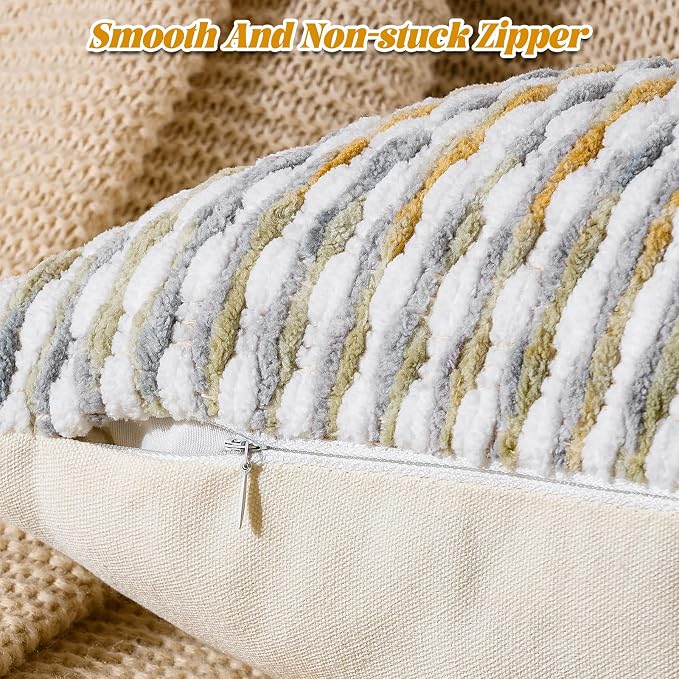 AmHoo Boho Chenille Pillow Cover Decorative Tufted Pillowcase - Image 2