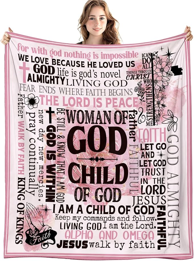 Pink Christian Blanket, Bible Verse Throw Blankets by Unknown