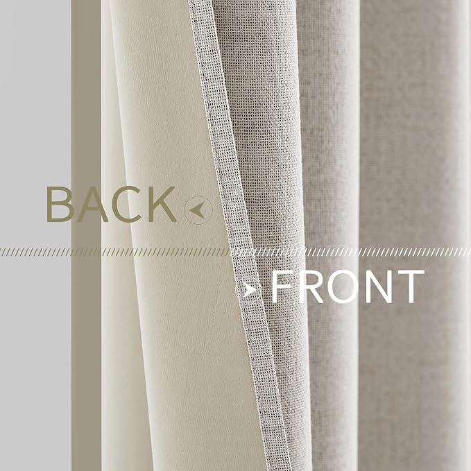 MIULEE 100% Blackout Linen Textured Curtains - Image 6