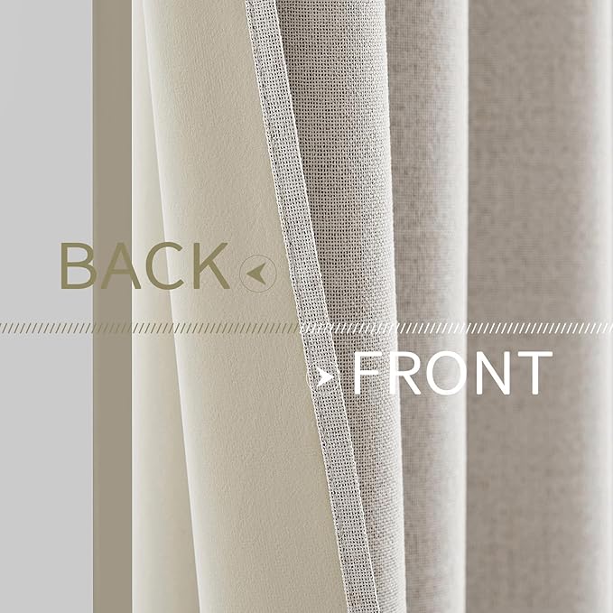 MIULEE 100% Blackout Linen Textured Curtains - Image 6