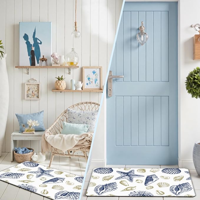 Kitchen Mats for Floor Cushioned Anti Fatigue Sets of 2 Beach Theme Kitchen - Image 7
