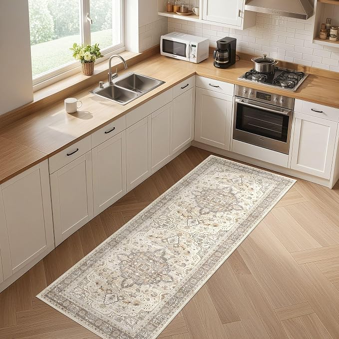 Runner Rug Kitchen Washable Rugs: 3x10 Non-Slip Boho Soft Vintage Stain - Image 8