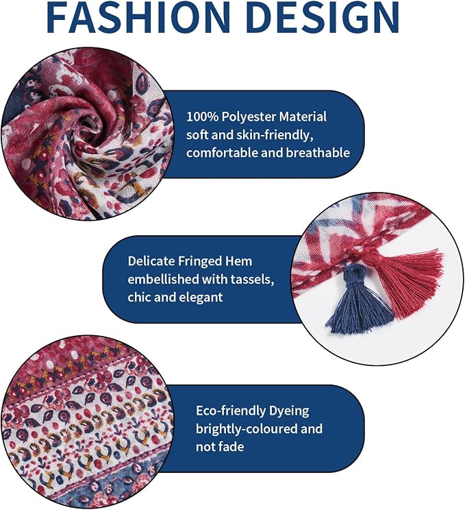 Scarf for Women Lightweight Soft Floral Leopard Printed Scarves Fall Winter - Image 2