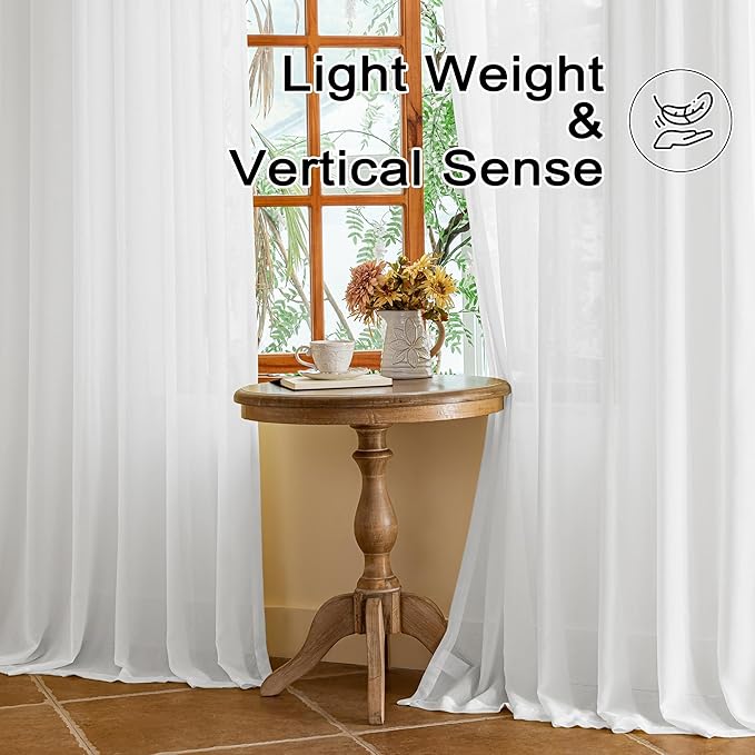 MAIHER 100 Inches Long White Pinch Pleat Curtains - Image 5