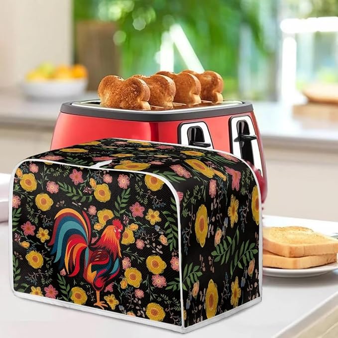 ZFRXIGN Sunflower Chicken Toaster Cover 2 Slice Wide Slot Toaster Rooster Cover - Image 3
