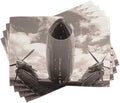 Ambesonne Vintage Airplane Place Mats Set of 4, Turboprop Airplane Nose Close by Ambesonne