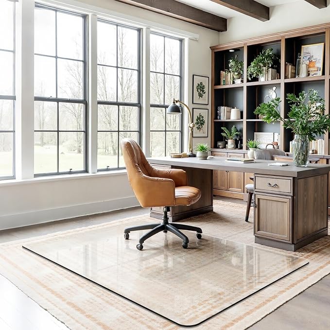 Office Chair Mat for Carpet & Hardwood, Upgraded 45" x 60" Tempered Glass Chair by Furnbar