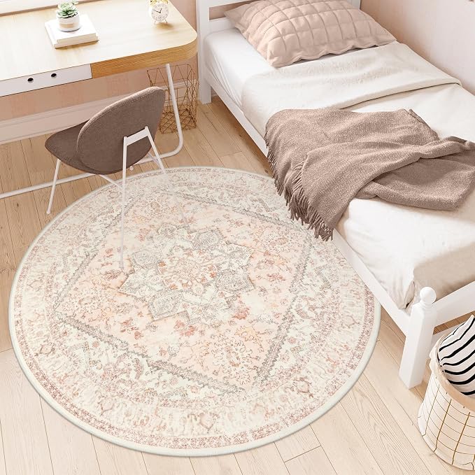 LIVEBOX Washable Peachy Pink Rug 5ft - Image 6