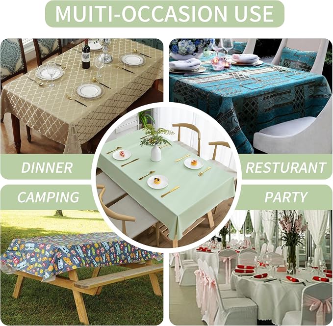 Rectangle Table Cloth, 100% Waterproof Tablecloth Oil Proof Spill Proof Vinyl - Image 5
