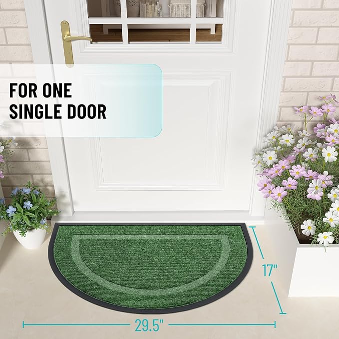 OLANLY Half Circle Door Mat Indoor Outdoor Entrance Welcome, Waterproof - Image 2
