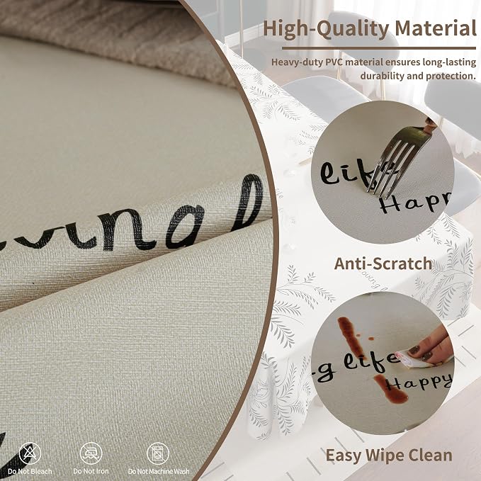 Square Table Cloth, 100% Waterproof Tablecloth OilProof SpillProof Vinyl Table - Image 4
