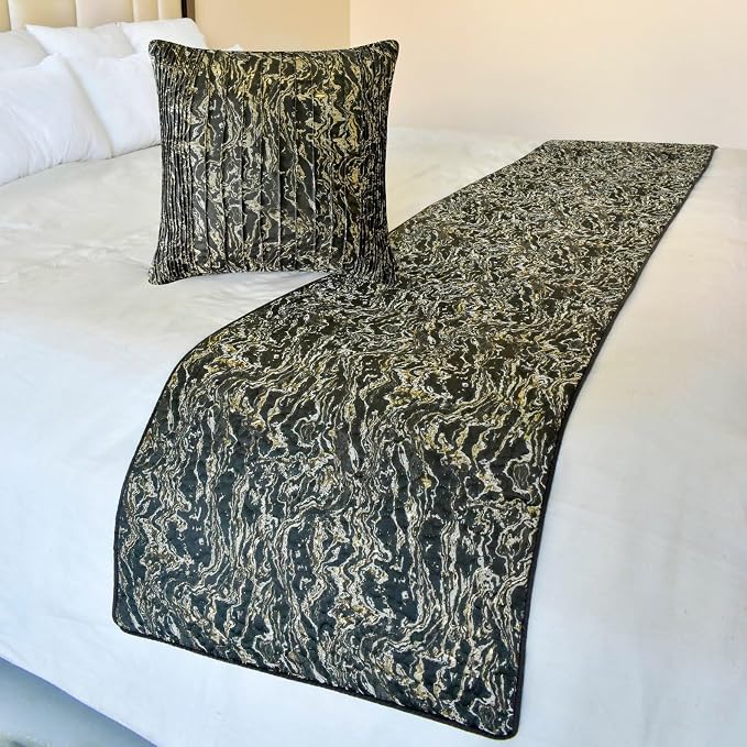 The HomeCentric King/Queen/Twin Black Decorative Bed Runner Full 68"x18" Bed by TheHomeCentric