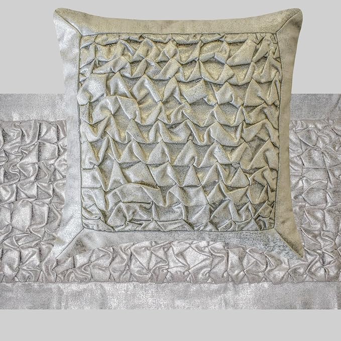 The HomeCentric King/Queen/Twin Silver Decorative Bed Runner Twin 53"x18" Bed - Image 5