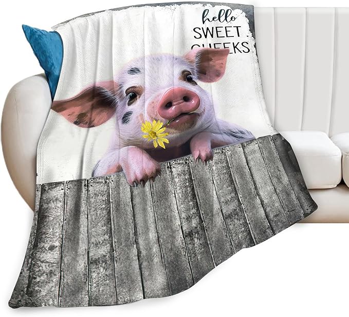 Funny Pig Farm Throw Blanket by citari