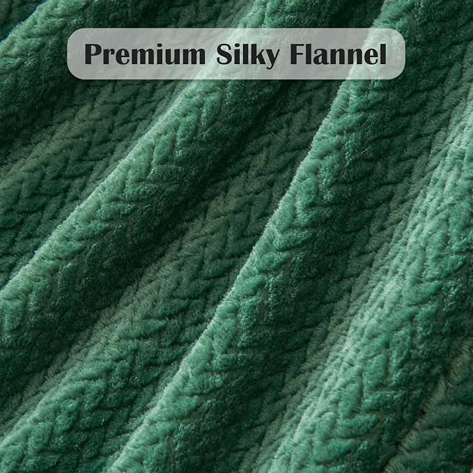 NEWCOSPLAY Super Soft Twin Blanket Dark Green Premium Silky Flannel Fleece - Image 5