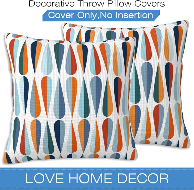 Mid-Century Drop Shapes Throw Pillow Cover Case Modern Retro Style Throw - Image 3