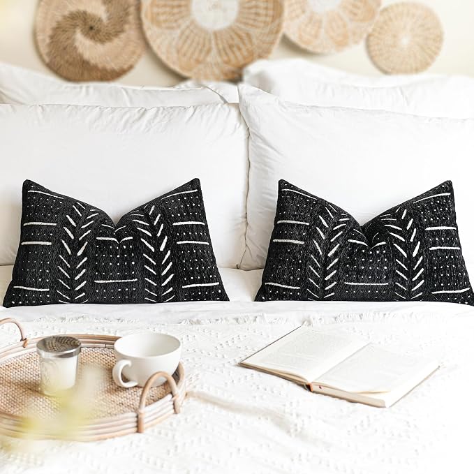 BlissBlush Black Decorative Lumbar Throw Pillow Covers 12X20, Boho Farmhouse - Image 8