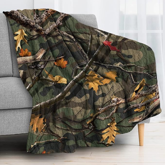 Classic Forest Camo Throw Blanket - Image 2