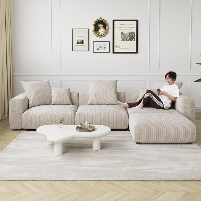 JACH Sectional Couch with 5 Pillows, Luxurious Modular Sectional Couch with - Image 4