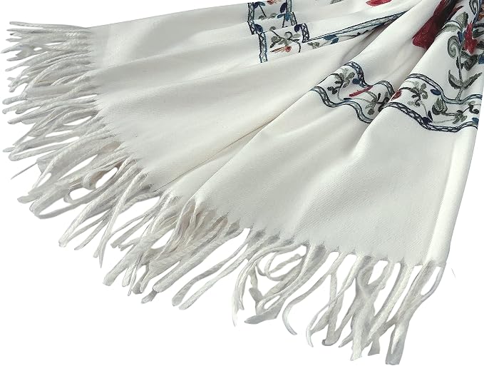 Urban CoCo Women's Embroidered Tassel Long Shawl Oversize Scarf Wraps - Image 4