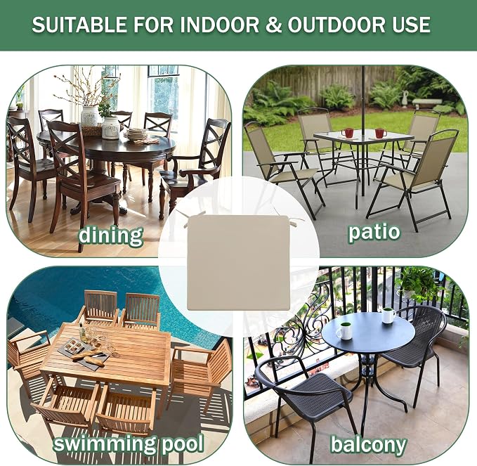 Outdoor Chair Cushions Set of 4: Waterproof & Fade Resistant Seat Cushion - Image 8