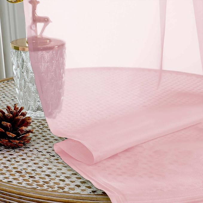 OVZME Sheer Blush Pink Curtains 108 Inches Long 2 Panels Set, 59 Inch Extra - Image 4