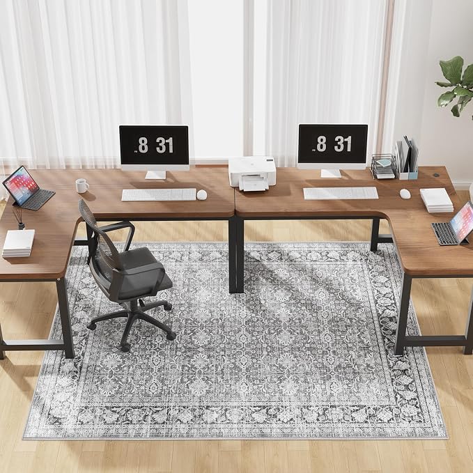 Modern Grey 60" x 75" Hard floor Chair Mats, Machine Wash Computer Chair Mat by FeelLifeEnjoyLifelmmerseYourselfInLife