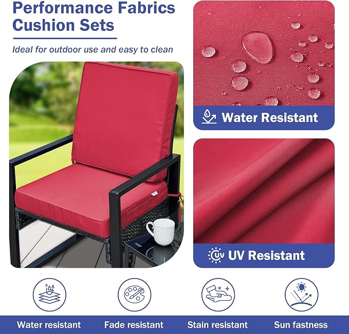 Outdoor Chair Cushions, Christmas Red Patio Chair Cushions 24x24x4 Inch - Image 4